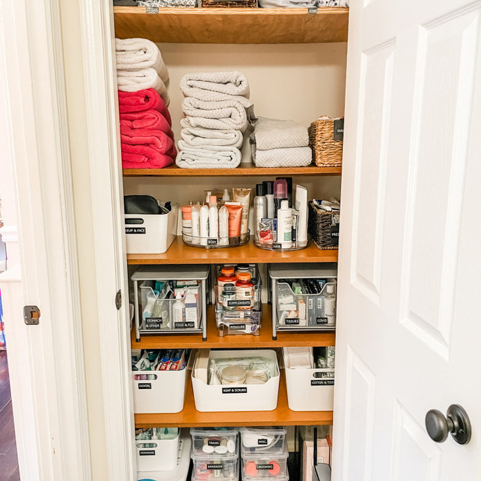 Organized bathroom closet