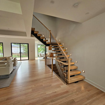 Project #124 | Contemporary Red Oak and Steel Staircase