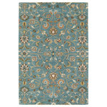 Kaleen - Kaleen Hand-Tufted Middleton Turquoise Wool Rug, 3'x5' - Colorize your living space with the hand tufted Kaleen Rug. Inspired by the Duchess of Cambridge, this beautifully woven rug features a unique artistic pattern, enhanced by the composition of turquoise, green, gold, and ivory hues. The piece is hand woven from wool; leading to a soft textile that attributes to more vibrant, bold colors. Enhanced by the symmetrical shape, and a modern artistic design, the Kaleen provides comfort, durability, and style when accenting any living space.