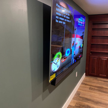 Basement Wall Mounted TV - Gaming, with Soundbar