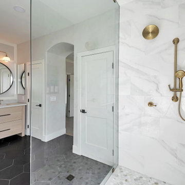 Champagne Bronze and Marble Master Bath