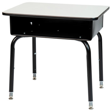 Student Desk with Open Front Metal Book Box, Gray