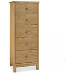 Bentley Designs - Atlanta Oak Furniture 5-Drawer Tallboy Chest - Atlanta Oak 5 Drawer Tallboy Chest features simple clean lines and a timeless style. The range is available in two tone, white painted or natural oak options, to suit any taste. Also manufactured with intricate craftsmanship to the highest standards so you know you are getting a quality product.