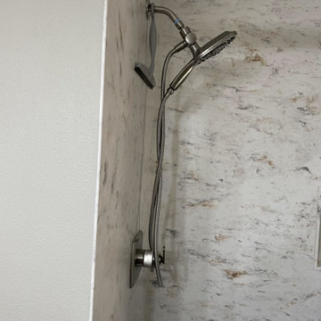 Bathroom Remodel Done With a New Shower and Vanity Cabinets
