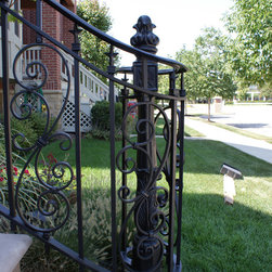 Solid stone stairs with ornamental iron railing - Products