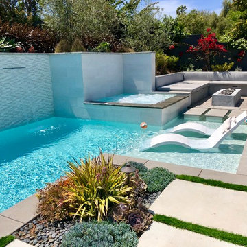 Los Angeles - Contemporary Black & White Rectangular Pool & Spa