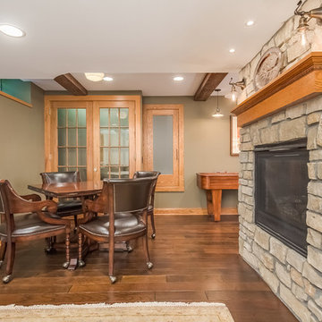 Basement Fireplace and Card Table