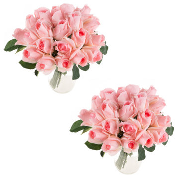 Rose Artificial Flowers 48Pc, Pink