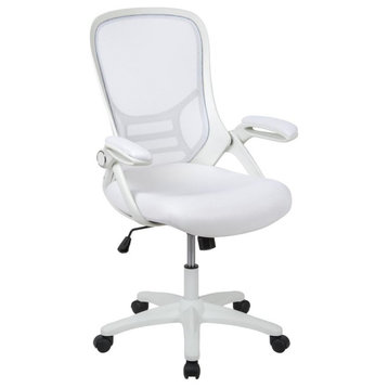 High Back White Mesh Ergonomic Swivel Office Chair with White Frame and...
