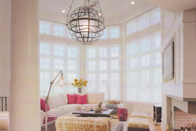 Example of a trendy living room design in Philadelphia