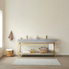 Funes Bath Vanity without Mirror, Brushed Gold Support, 72'', Grey Stone Top