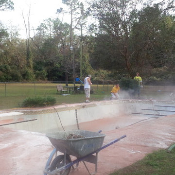 Pool deck and water line tile project