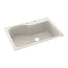 Swan 33x22x10 Solid Surface Kitchen Sink, 2-Hole, Glacier