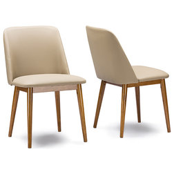 Midcentury Dining Chairs Lavin Light Brown/Beige Faux Leather Dining Chair Light Brown/Beige