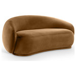 Meridian Furniture - Emery Upholstered Loveseat, Saddle, Velvet, Loveseat - Drift away into a cloud of comfort with the Emery saddle velvet loveseat. Its soft, rounded curves and plush velvet upholstery create a truly indulgent seating experience. A timeless piece of furniture that exudes elegance and sophistication with its classic design that will never go out of style.
