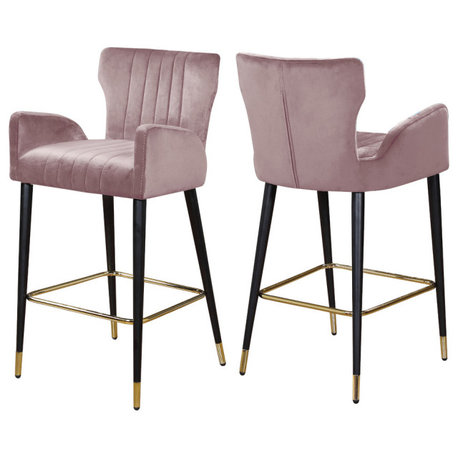 Luxe Velvet Stool (Set of 2), Pink