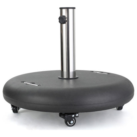 Hercules 88lbs Round Umbrella Base With Wheels and Stainless Steel Pole Handle