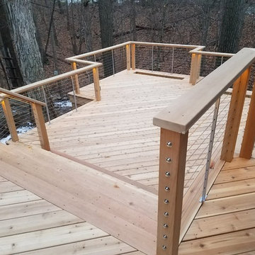 Highland Park, Illinois. Cedar Re-deck With Feeney Cable Rail & Rope Lighting