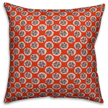 Guardian Angel Pattern, Red Throw Pillow, 16"x16"