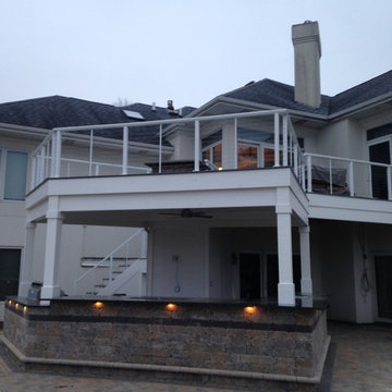 Multi-level composite deck and cable rail system