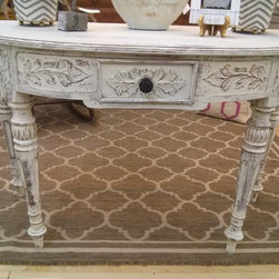 Dry brushed Antique Demilune Table - Side Tables And End Tables