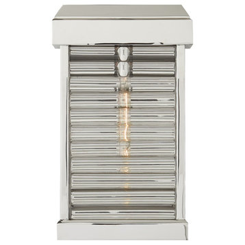 Dunmore Small Curved Glass Louver Sconce in Polished Nickel with Clear Glass