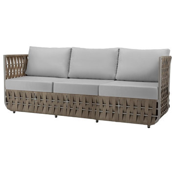Source Furniture Scorpio Aluminum Frame Outdoor Sofa in Gray/Gray Cushion