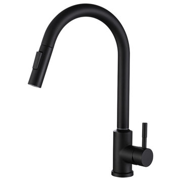 Touch Kitchen Faucet Stainless Steel Pull Out Spray Single Handle, Matte Black