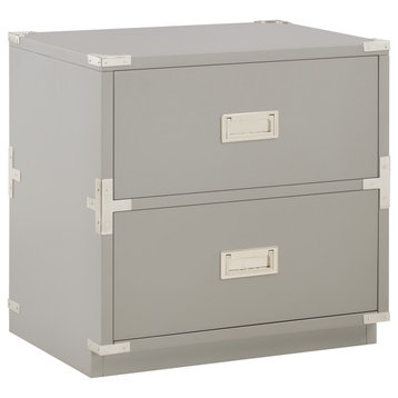 Wellington 2 Drawer Cabinet, Gray, Fully Assembled
