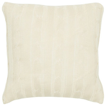 Ivory Knit Sweater Stripe Down Throw Pillow