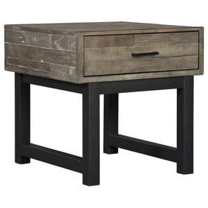 Duncan Reclaimed Wood Square Block End Table Rustic Side Tables And End Tables By Zin Home Houzz