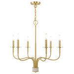 Livex Lighting - Livex Lighting Satin Brass 6-Light Chandelier - This minimalist six light chandelier has transitional and traditional appeal. The satin brass finish with brushed nickel accents and simple style take this piece from classic to modern and industrial spaces.�