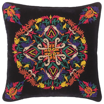 Rustic Quinlan Hand Embroidered Italian Velvet Pillow