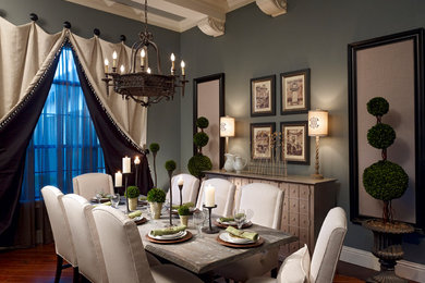 Dining room - traditional dining room idea in Orlando with gray walls