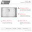 STYLISH 30" Single Bowl 16G Stainless Steel Kitchen Sink, Grid, S-511XG - Jet
