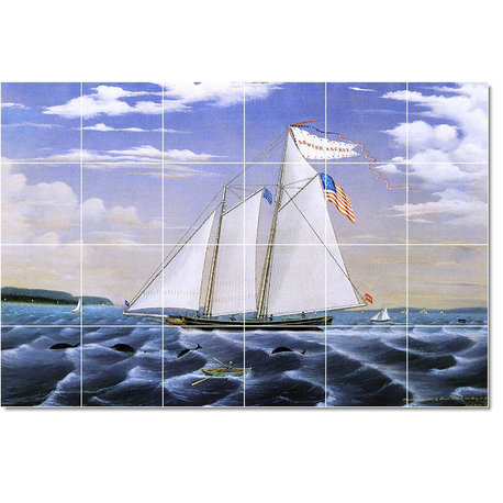 James Bard Ship Boat Painting Ceramic Tile Mural #73, 25.5"x17"