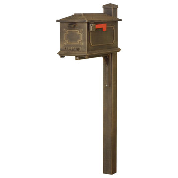 Kingston Curbside Mailbox and Wellington Post Smooth Square, Copper