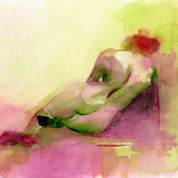 Reclining Woman Magenta Chartreuse And Orange - Fine Art Prints