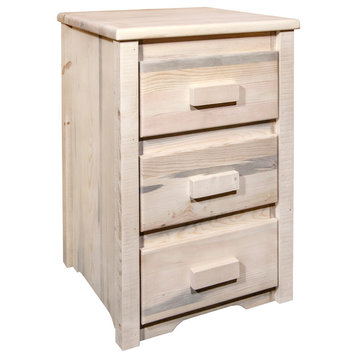 Homestead Collection Nightstand With 3-Drawers, Clear Lacquer Finish