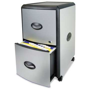 Storex 2-Drawer Mobile Filing Cabinet, Metal Siding, 19"X15"X23"