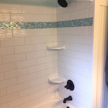 Outdated Traditional Bathroom Updated to Mediterranean Style
