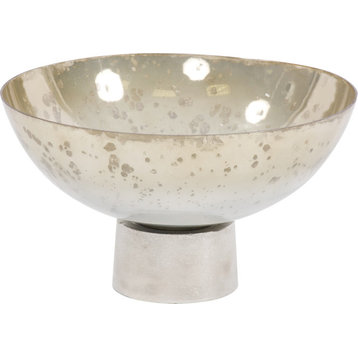 Round Grotto Glass Footed Bowl - Silver