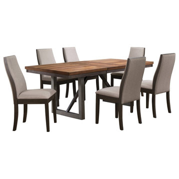 Pemberly Row 7-piece Wood Dining Room Set Natural Walnut and Gray
