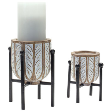 Metal Candle Holder With Stand, 2-Piece Set