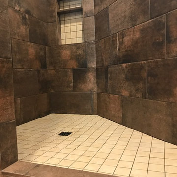 Rustic Shower with Copper Accents