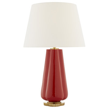 Penelope Table Lamp in Berry Red with Linen Shade