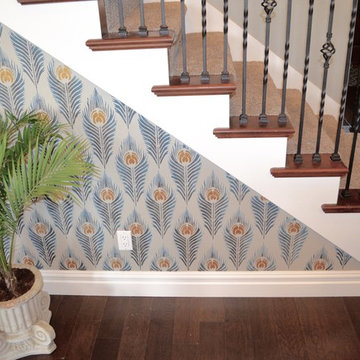 DIY Peacock Feather Stenciled Entry