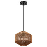 Globe Electric - Lotus 1-Light Pendant Lighting with Natural Twine Shade - By utilizing natural fibers and a simple yet refined style, the Globe Electric Lotus 1-Light Pendant Lighting is a serene fixture that sits in the pocket of the Japandi mind frame. This light is an art in creating intimacy with its natural twine shade and adjustable black fabric hanging cord. The unique and fun shade shape modernizes the whole design and would look amazing in your living room, bedroom or entryway while offering a cozy color palette that brings a warm vibe to any space. With its peekaboo concept you can showcase the bulb of your dreams. Try adding a vintage Edison bulb for an easy retro look or use a designer bulb for a completely different feel. Since this light uses a standard E26 base bulb, you can even use a Globe Smart Bulb to create different lighting designs for every aesthetic and mood - the possibilities are endless!