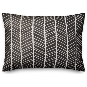 Black Chevron Lines 14x20 Indoor/Outdoor Pillow