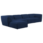 Meridian Furniture - Miramar Linen Textured Fabric  5-Piece Modular L-Shaped Sectional, Navy - Unwind and let your cares float away while you're curled up in the welcoming confines of this Miramar Modular Sectional. This sophisticated modular sectional is made from premium materials with a solid frame that ensures durability and long-lasting service life. The soft navy linen textured upholstery on this modular sectional makes it feel super indulgent against the skin. Pair this sectional with other items in the Miramar collection for a complete lookthe latches underneath make pairing a snap.